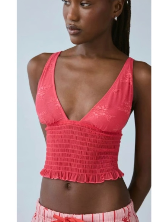 Urban Outfitters Tops - Urban Outfitters Out From Under Firecracker Smocked Cropped Top Pink Small, Med